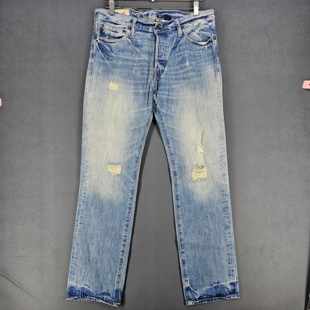 Abercrombie & Fitch Remsen Jeans Mens 32x32 Low Rise Slim Straight Button Fly